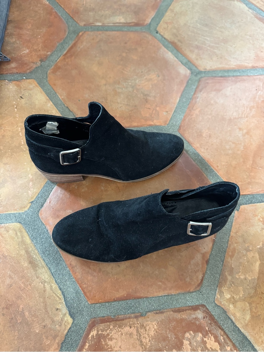 Black Suede Ankle Booties with Buckle